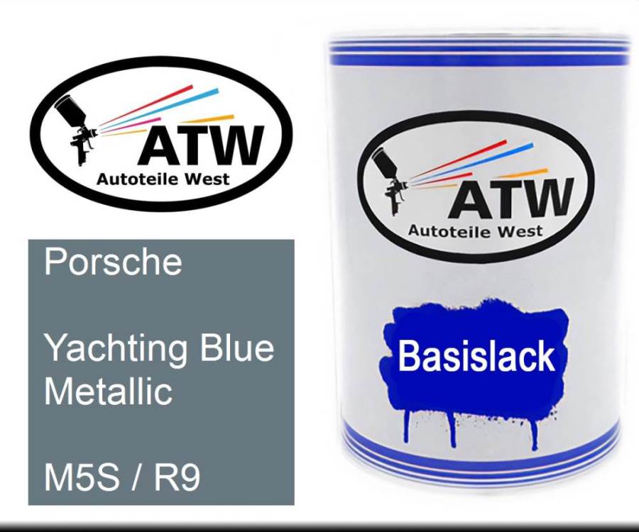 Porsche, Yachting Blue Metallic, M5S / R9: 500ml Lackdose, von ATW Autoteile West.